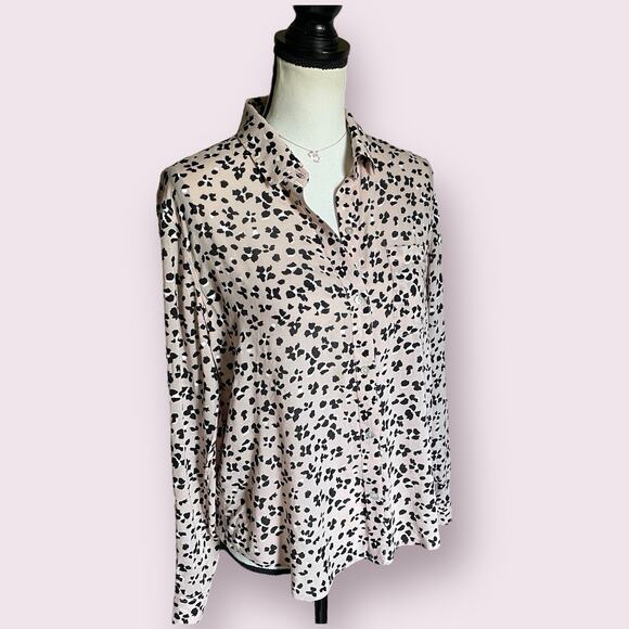 Rails Anna Rose Pink Black Cheetah Long Sleeve Button Front Shirt Blouse S 2 4 - Picture 3 of 14